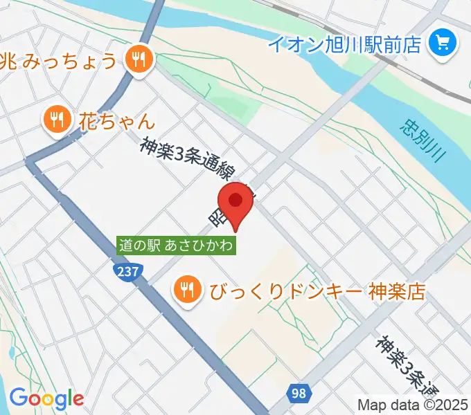 旭川市大雪クリスタルホールの地図