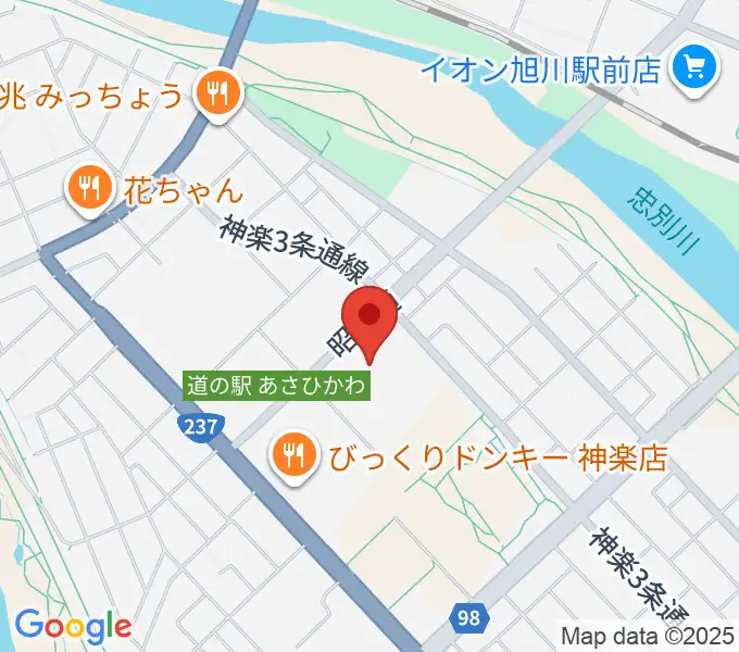 旭川市大雪クリスタルホールの地図