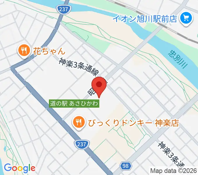 旭川市大雪クリスタルホールの地図