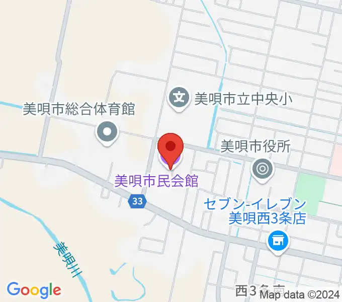 美唄市民会館の地図