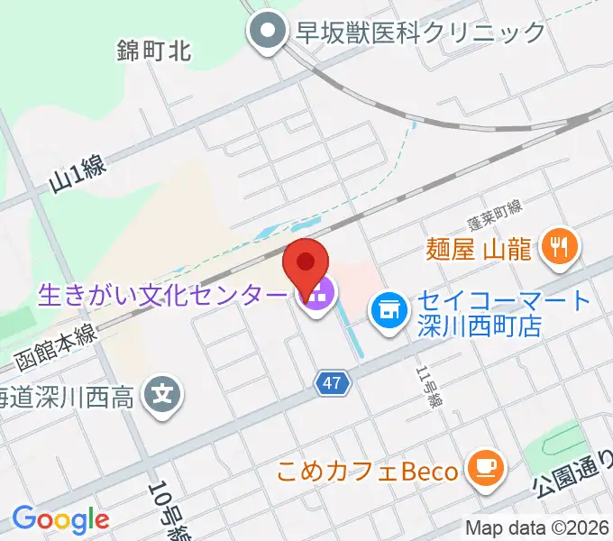 深川市生きがい文化センターの地図