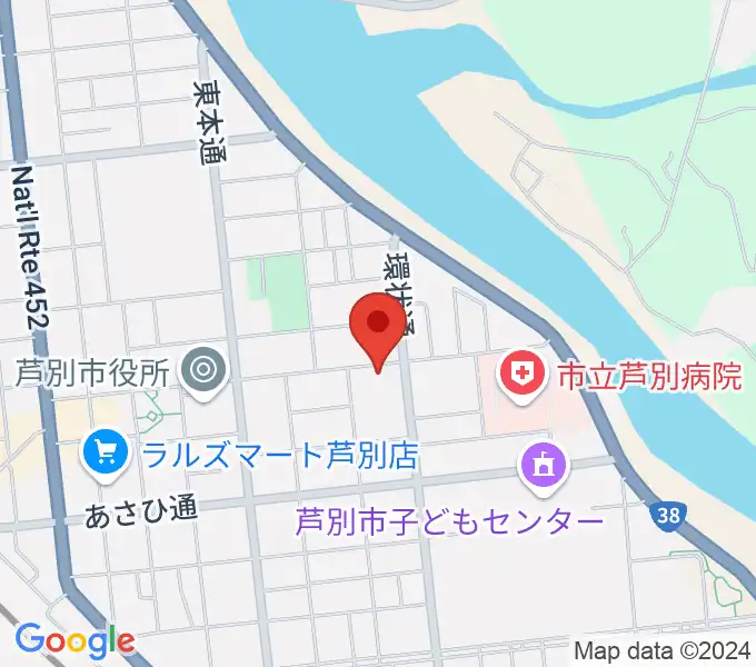 芦別市民会館の地図