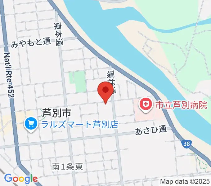 芦別市民会館の地図