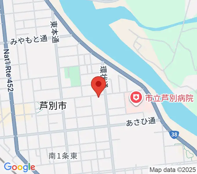 芦別市民会館の地図