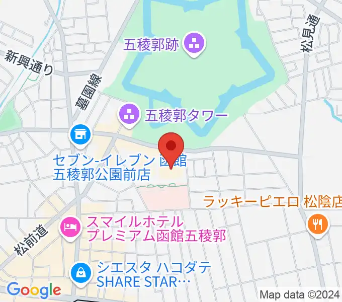 函館市芸術ホール ハーモニー五稜郭の地図