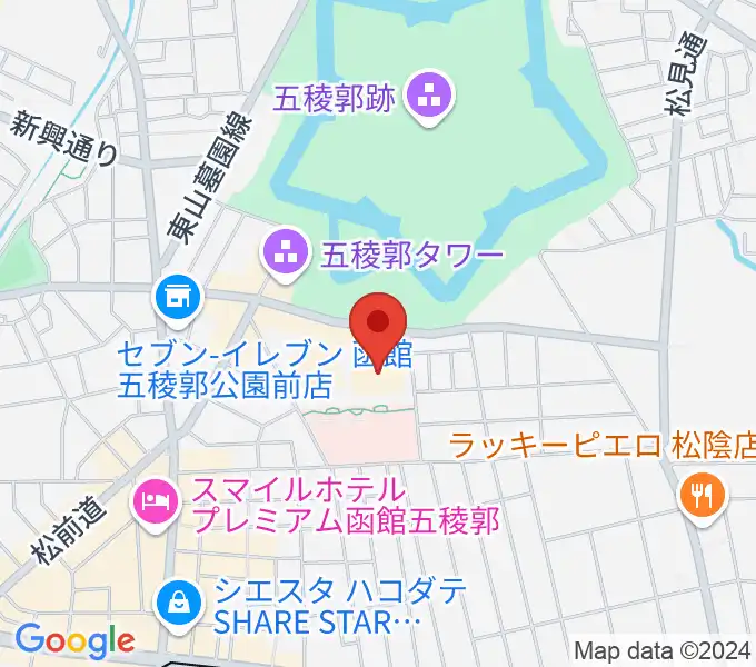 函館市芸術ホール ハーモニー五稜郭の地図