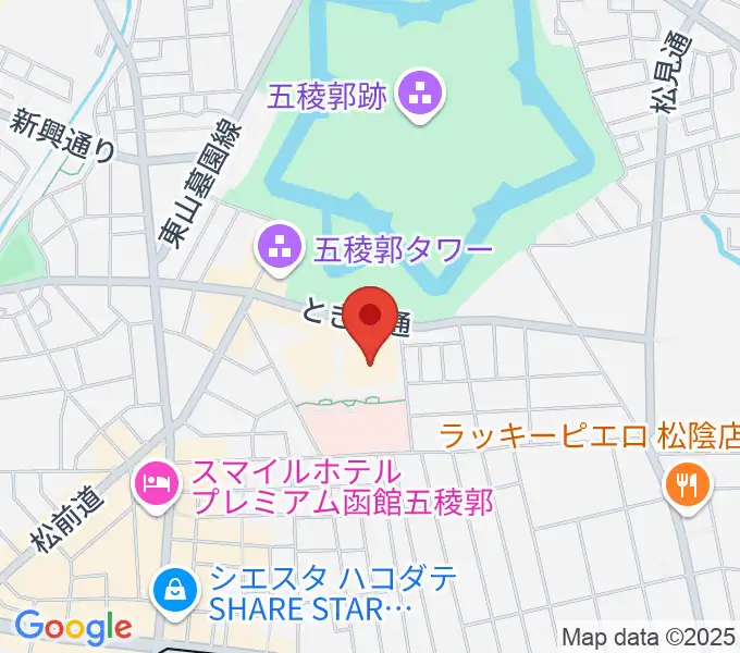 函館市芸術ホール ハーモニー五稜郭の地図