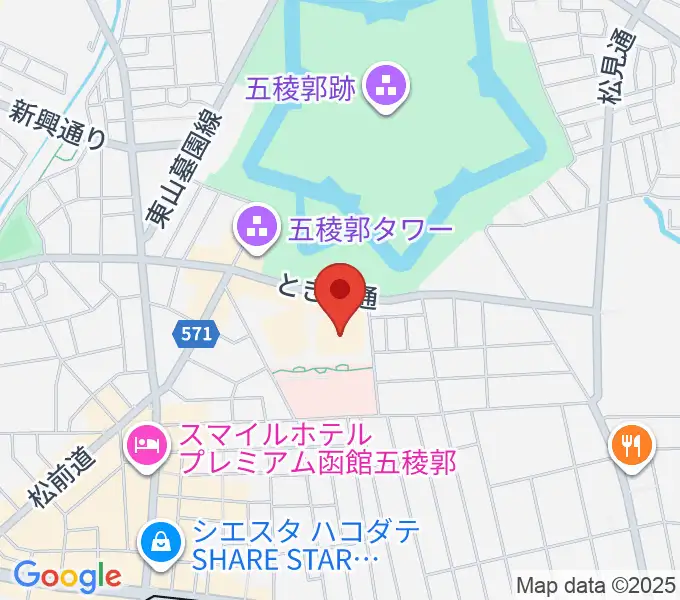 函館市芸術ホール ハーモニー五稜郭の地図