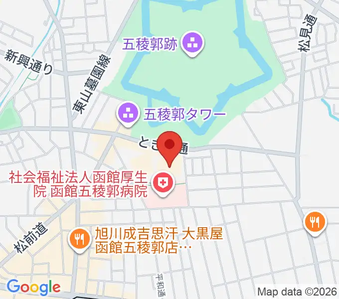 函館市芸術ホール ハーモニー五稜郭の地図