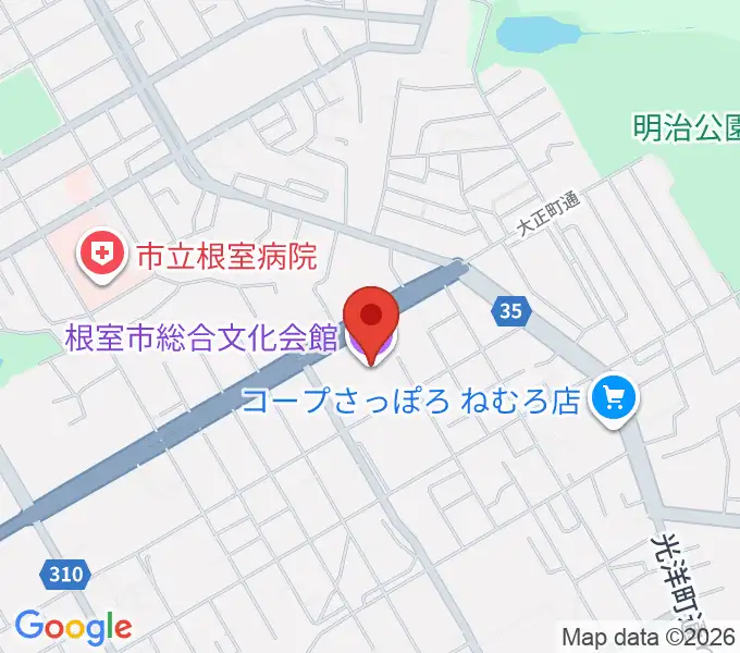 根室市総合文化会館の地図