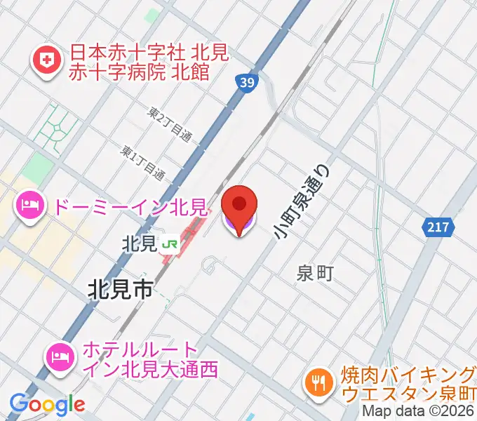 NiCC芸術文化ホールの地図