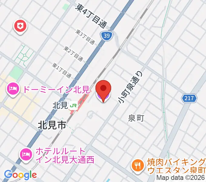 NiCC芸術文化ホールの地図