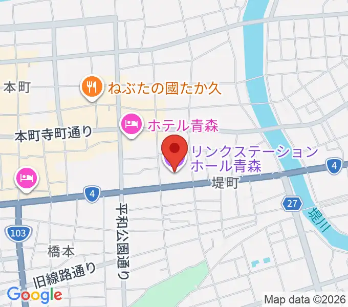 リンクステーションホール青森の地図
