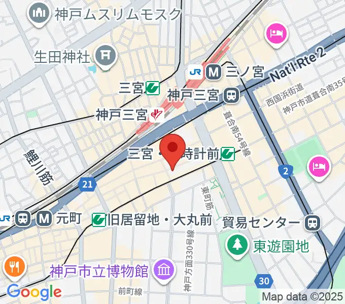 ベースオントップ三宮店の地図