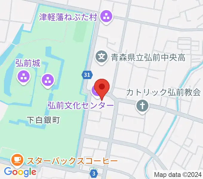 弘前文化センターの地図