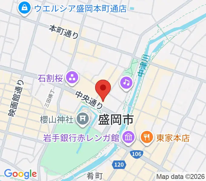 岩手県公会堂の地図
