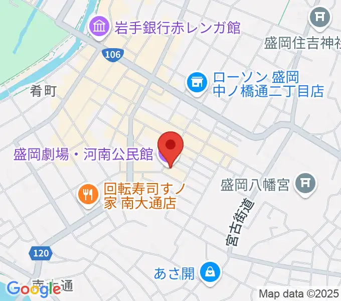 盛岡劇場・河南公民館の地図