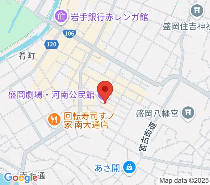盛岡劇場・河南公民館の地図