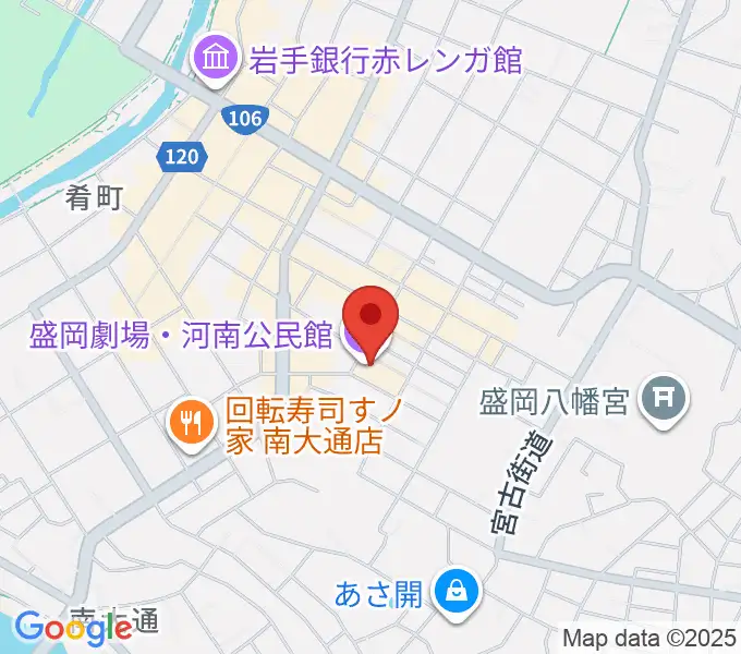 盛岡劇場・河南公民館の地図