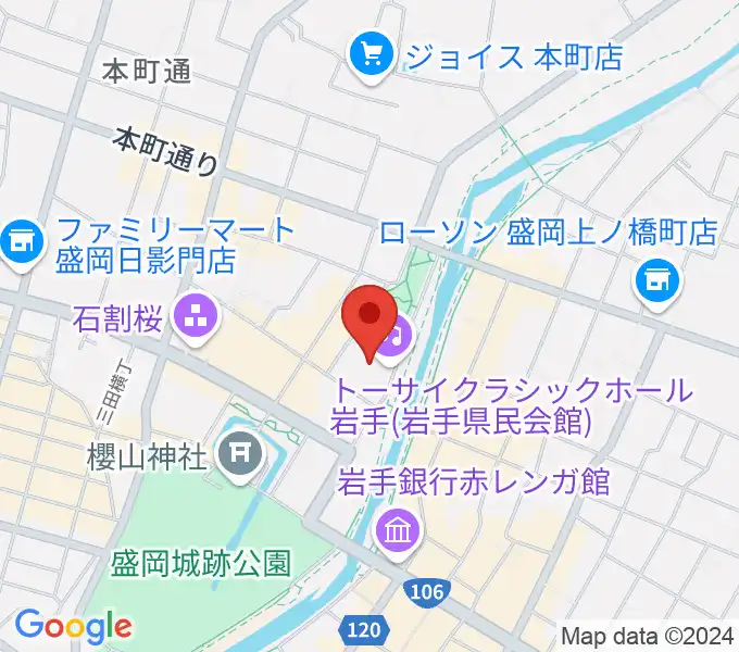 トーサイクラシックホール岩手の地図