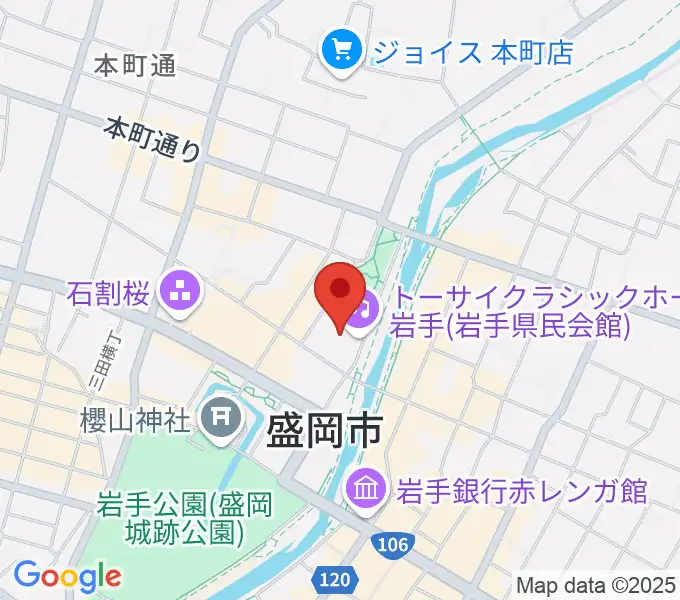 トーサイクラシックホール岩手の地図