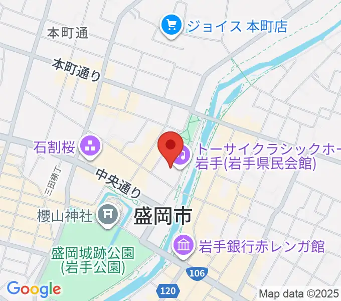トーサイクラシックホール岩手の地図