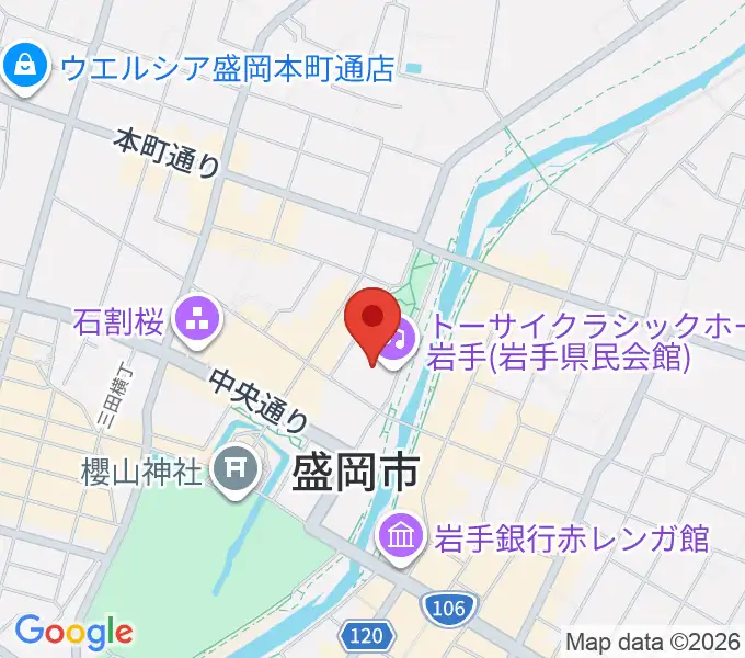 トーサイクラシックホール岩手の地図