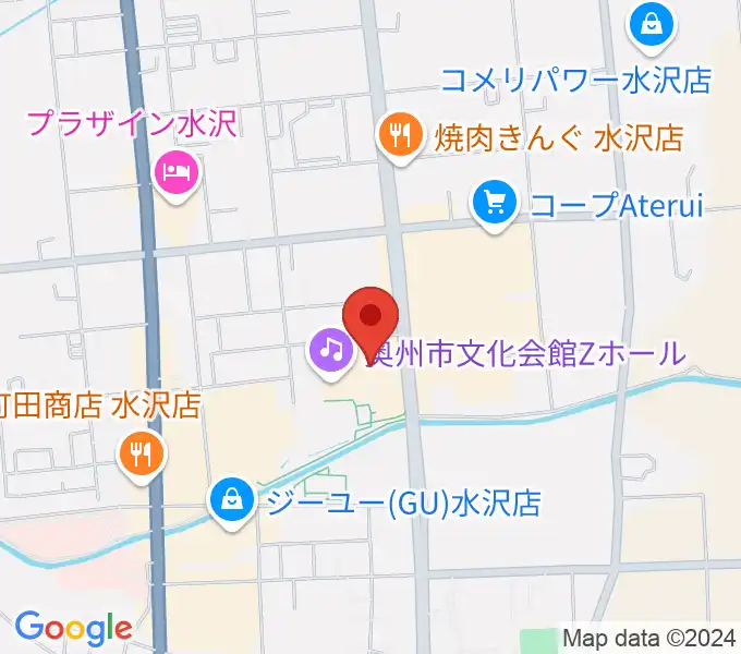 奥州市文化会館Zホールの地図