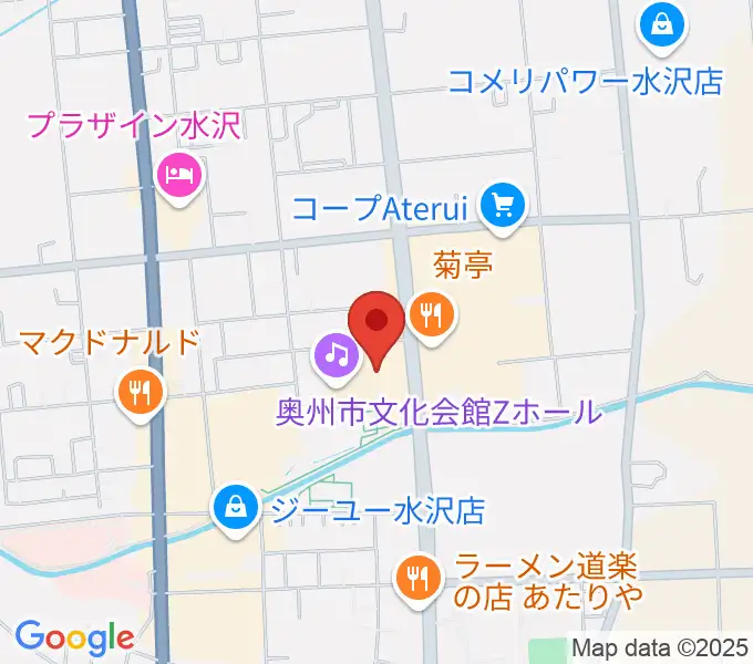 奥州市文化会館Zホールの地図