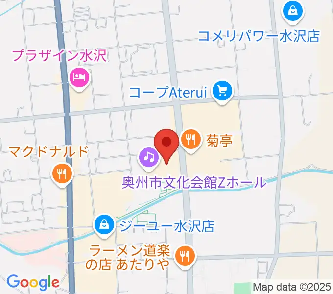 奥州市文化会館Zホールの地図