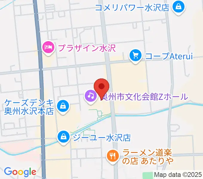 奥州市文化会館Zホールの地図