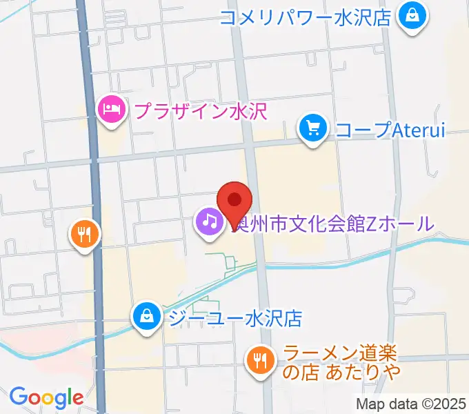 奥州市文化会館Zホールの地図