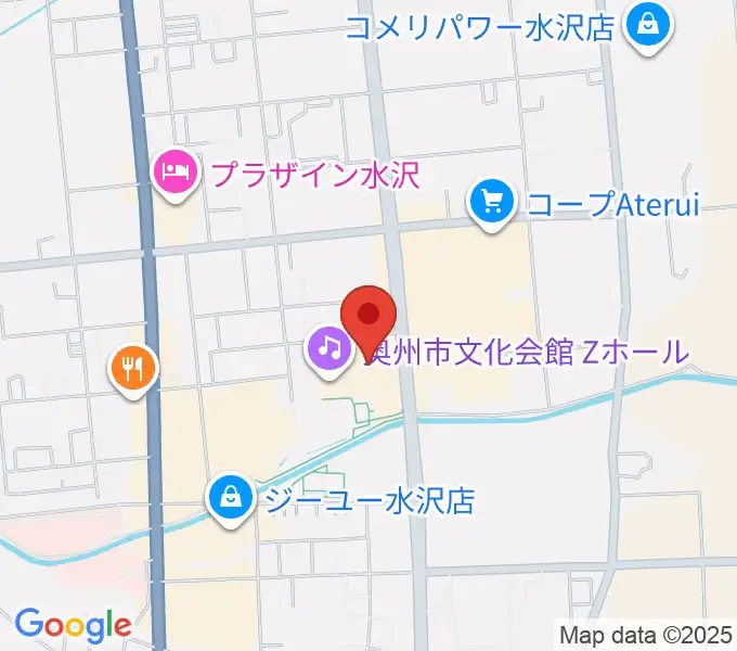 奥州市文化会館Zホールの地図