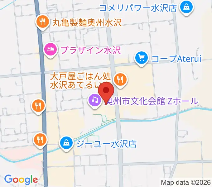 奥州市文化会館Zホールの地図