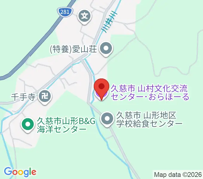 久慈市山村文化交流センター おらほーるの地図