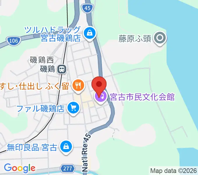 宮古市民文化会館の地図