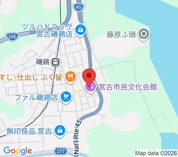 宮古市民文化会館の地図