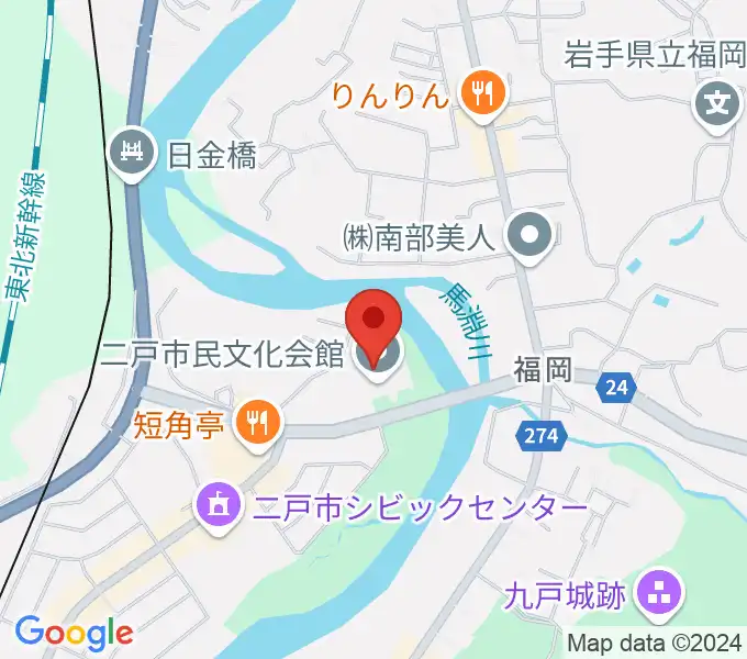 二戸市民文化会館の地図