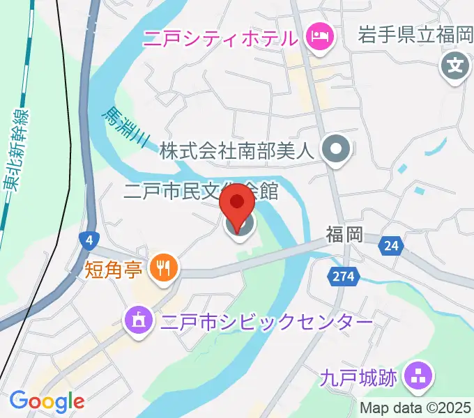 二戸市民文化会館の地図
