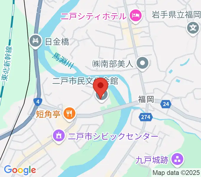 二戸市民文化会館の地図