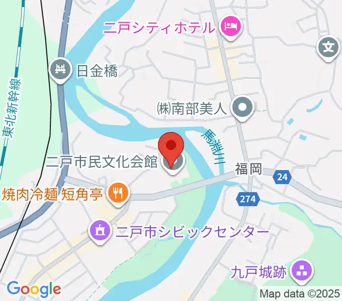 二戸市民文化会館の地図