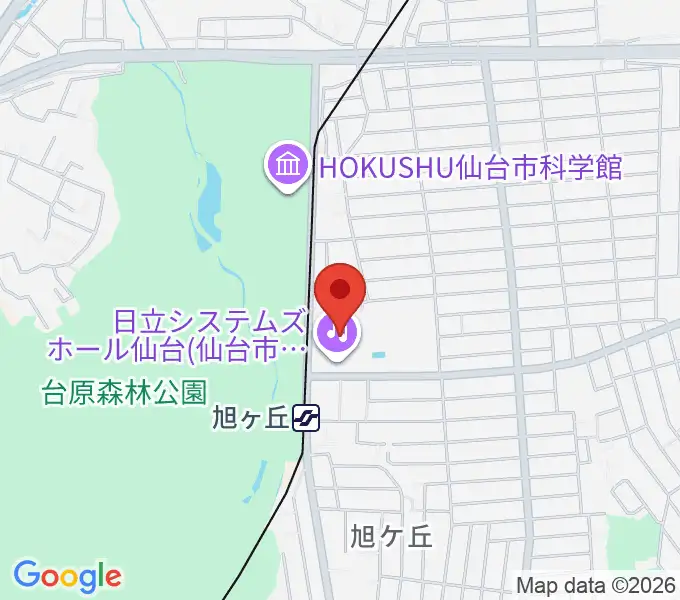 日立システムズホール仙台の地図
