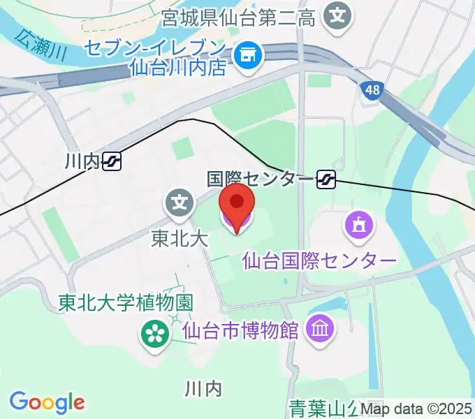 東北大学百周年記念会館 川内萩ホールの地図