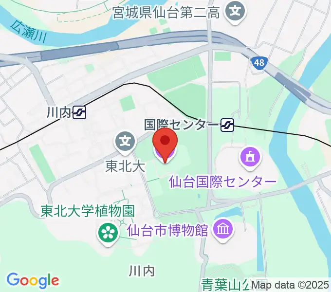 東北大学百周年記念会館 川内萩ホールの地図