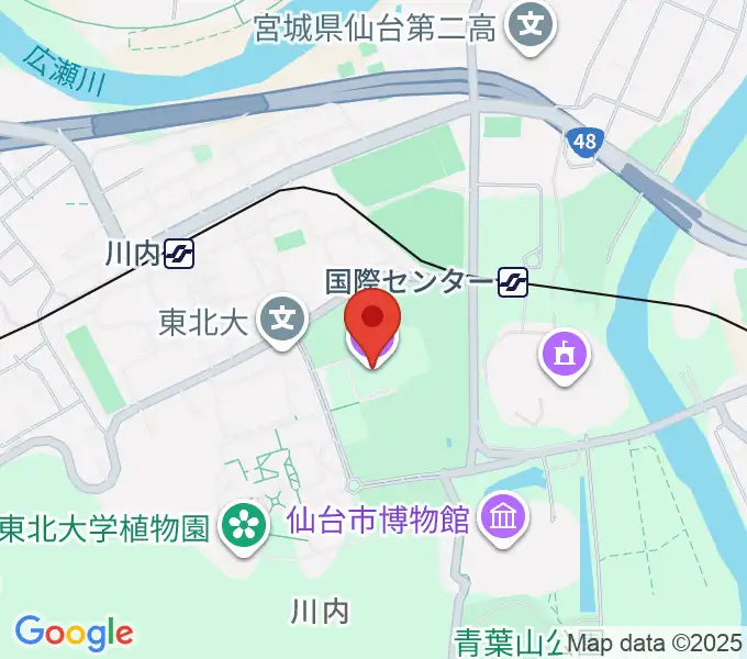 東北大学百周年記念会館 川内萩ホールの地図