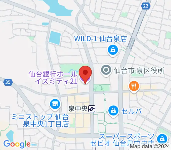 仙台銀行ホール イズミティ21の地図