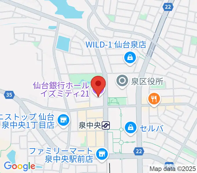 仙台銀行ホール イズミティ21の地図
