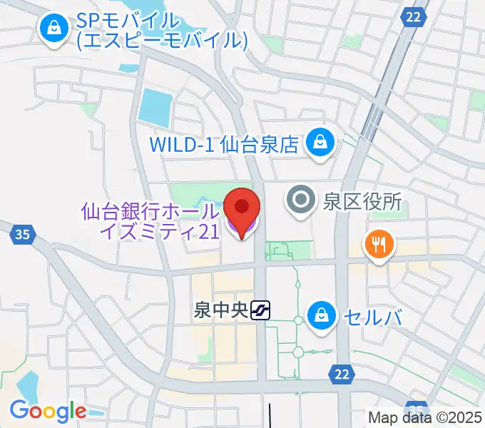 仙台銀行ホール イズミティ21の地図
