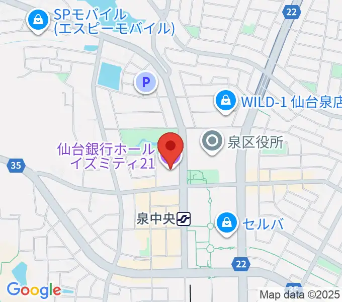 仙台銀行ホール イズミティ21の地図