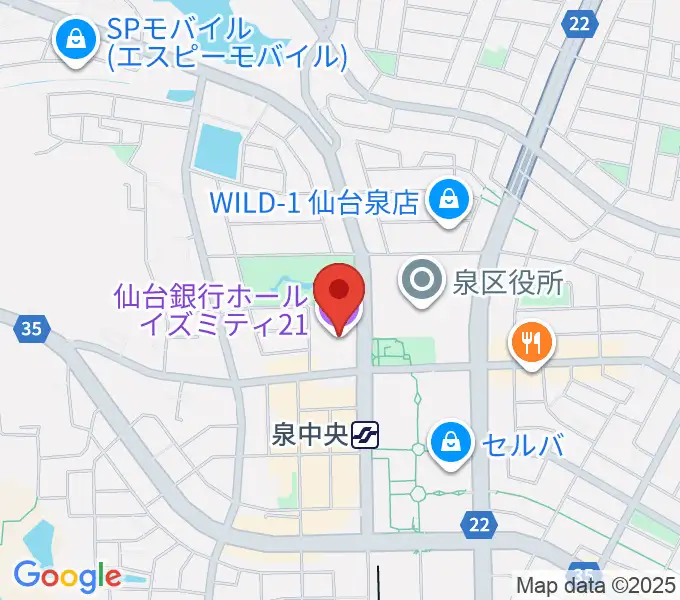 仙台銀行ホール イズミティ21の地図